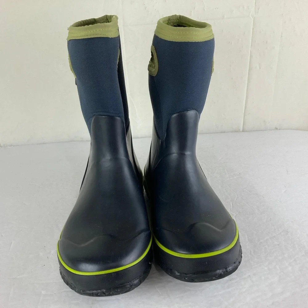 Bogs Waterproof Boots Kids Boy Sz 3 Blue Green Insulated Rain Snow Winter Mud